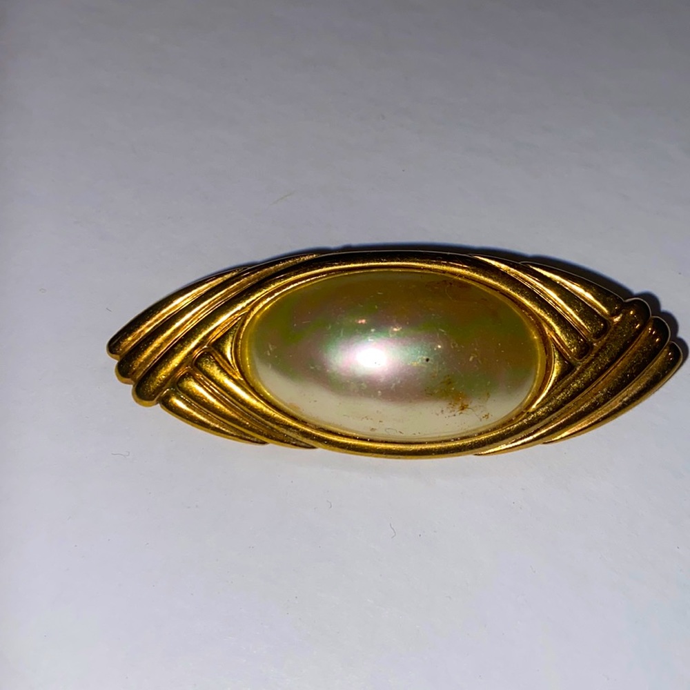 Lanvin pearl and gold pin